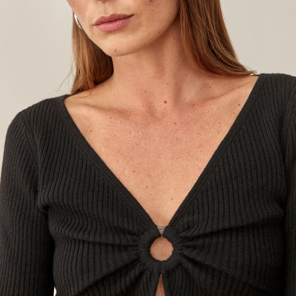 NEW Reformation Narciso Novelty Cashmere Sweater - Picture 4 of 7